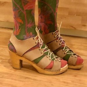 No. 6 Isadora sand nubuck lace up clog sandals